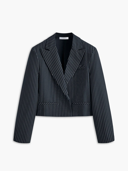 Dames Blazer Gestreept Kort Stijlvol - StudioMarella