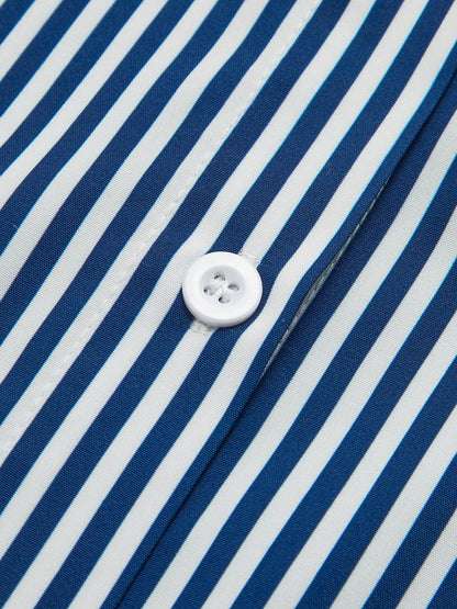 Dames Blouse Marineblauw Gestreept Wijd Mouwen