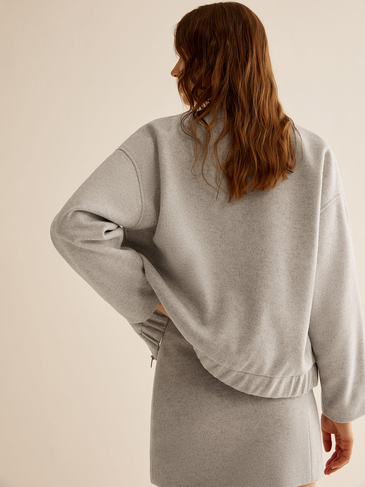 Tweed Jas Dames Rits Zakken Warme Winterjas