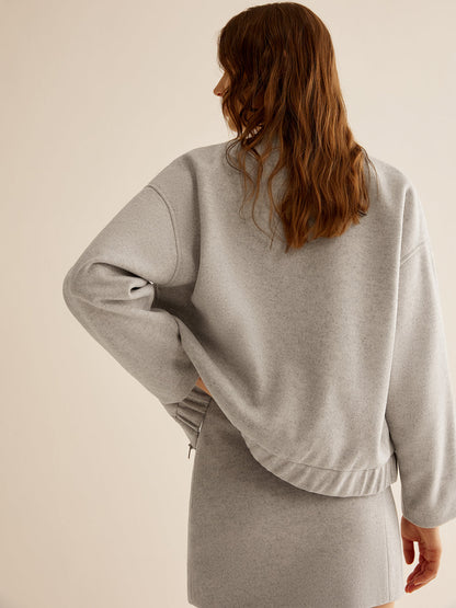 Tweed Jas Dames Rits Zakken Warme Winterjas