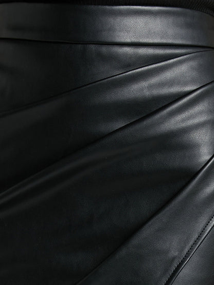Leren Rok Plissé Split Elegant voor Vrouw
