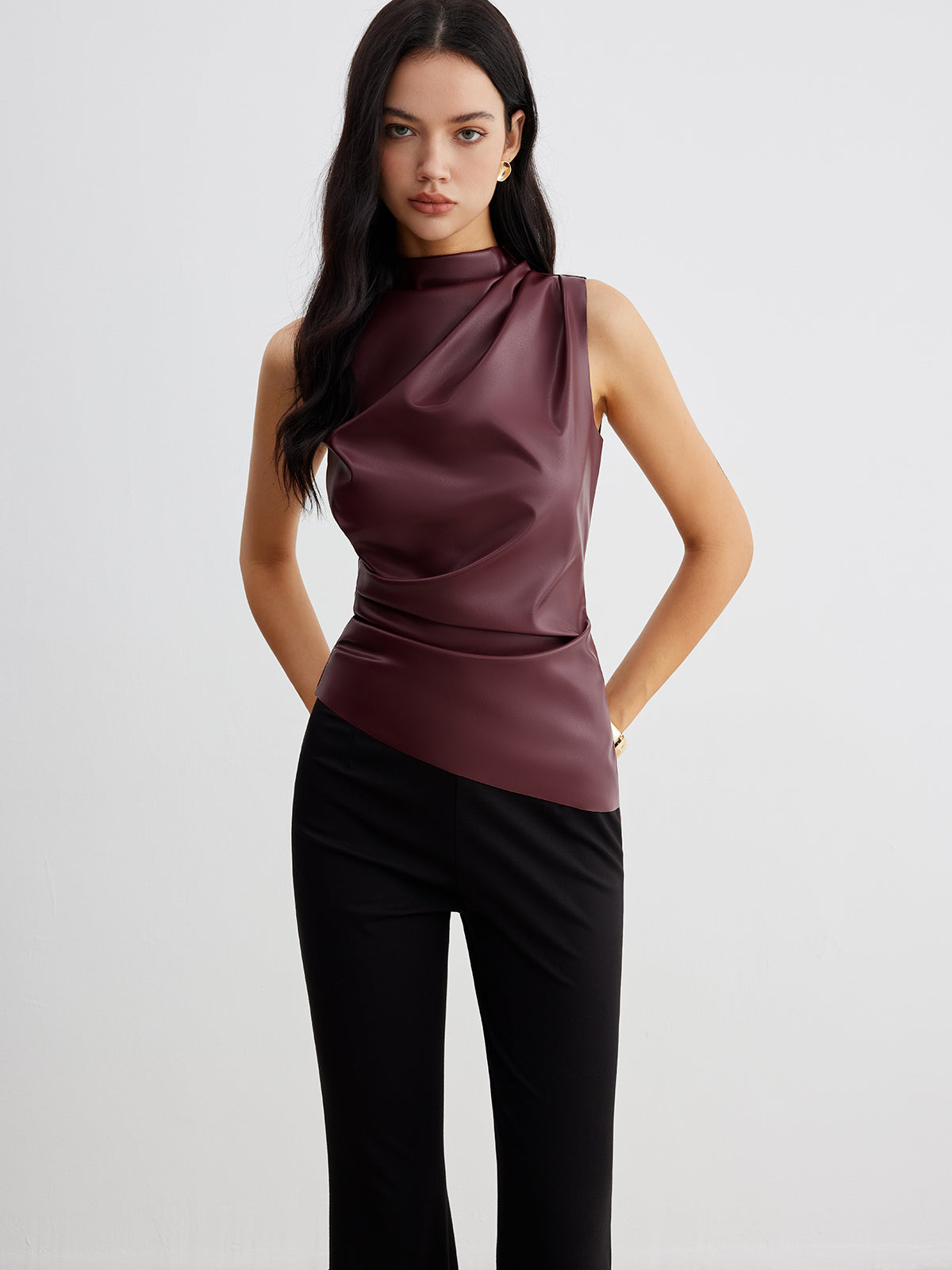 Vrouwelijke Tanktop van Kunstleer Zwart