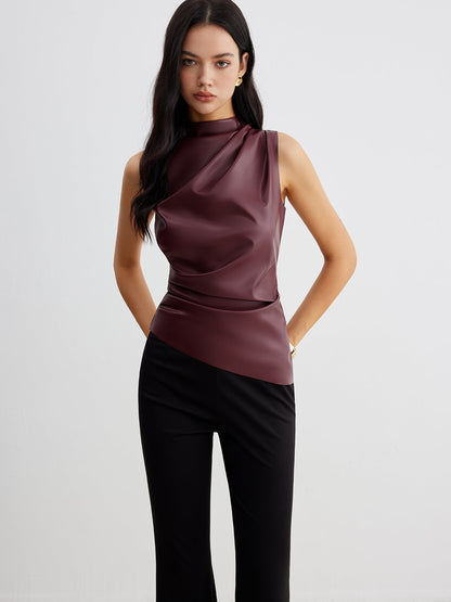 Vrouwelijke Tanktop van Kunstleer Zwart