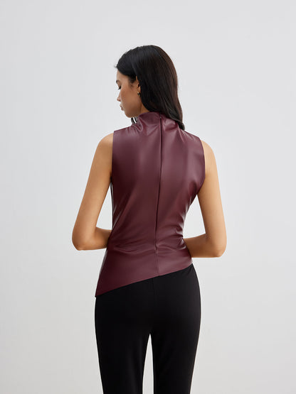 Vrouwelijke Tanktop van Kunstleer Zwart