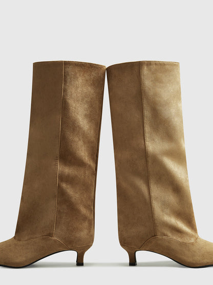 Dameslaarzen Suede Korte Hak Zacht Leer