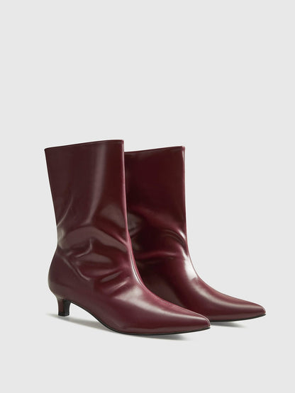 Leren Enkellaarsjes Rood Elegante Minimalistische Look