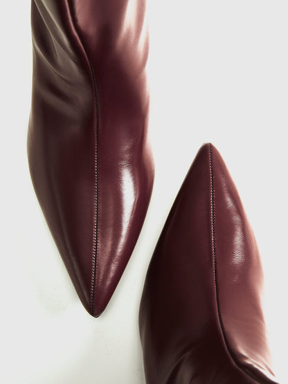Leren Enkellaarsjes Rood Elegante Minimalistische Look