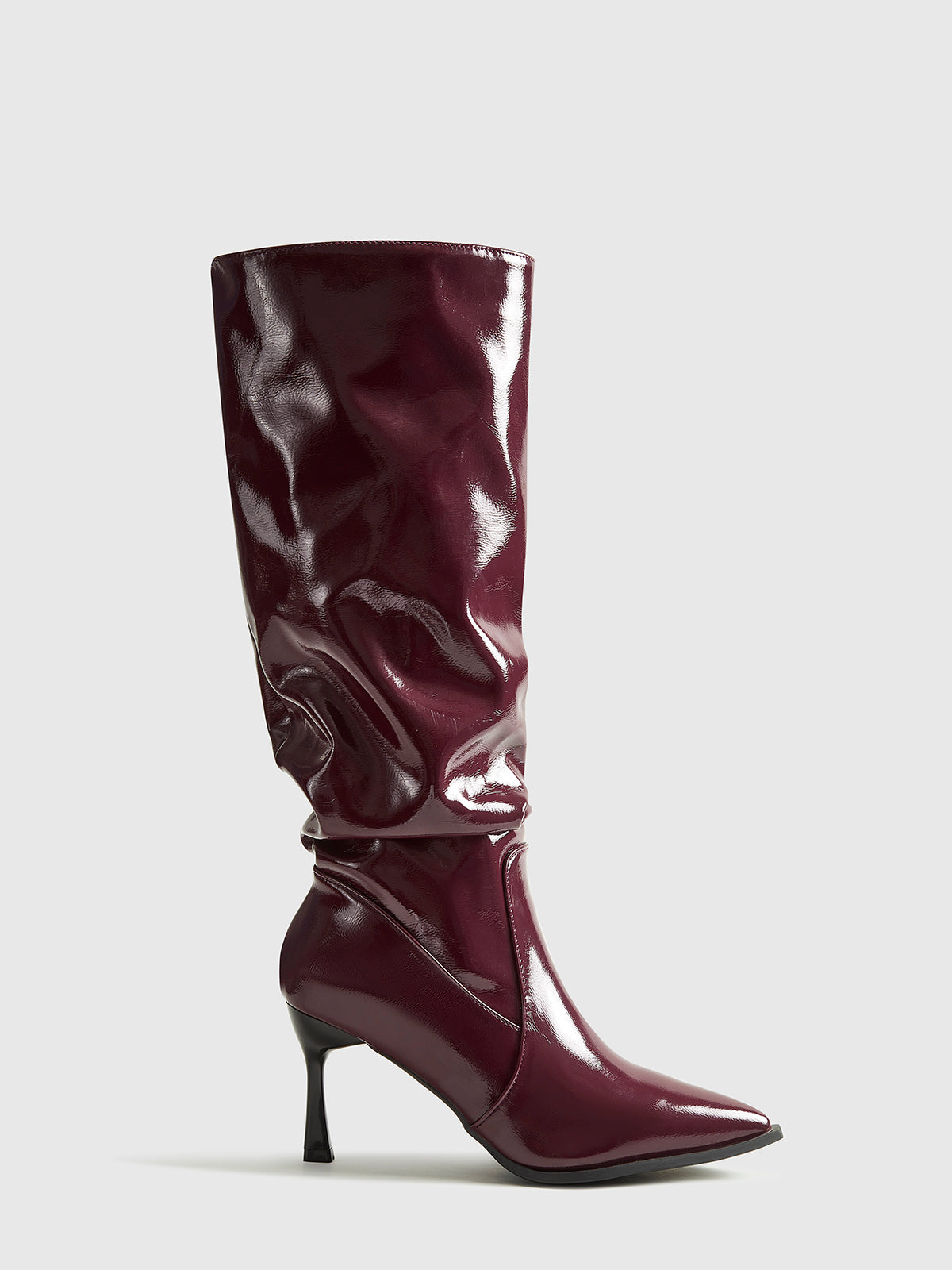 Kniehoge Laars Stiletto Hak 10 cm Glanzend Leer