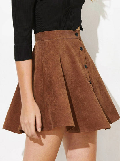 Dames Rok Corduroy Wijd Model met Knoopsluiting