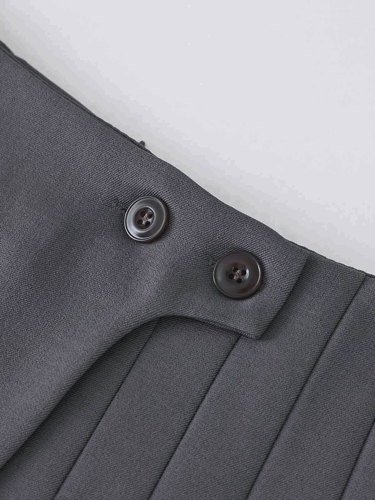 Hoge Taille Rok Plissé Look met Knopen Wol Mix