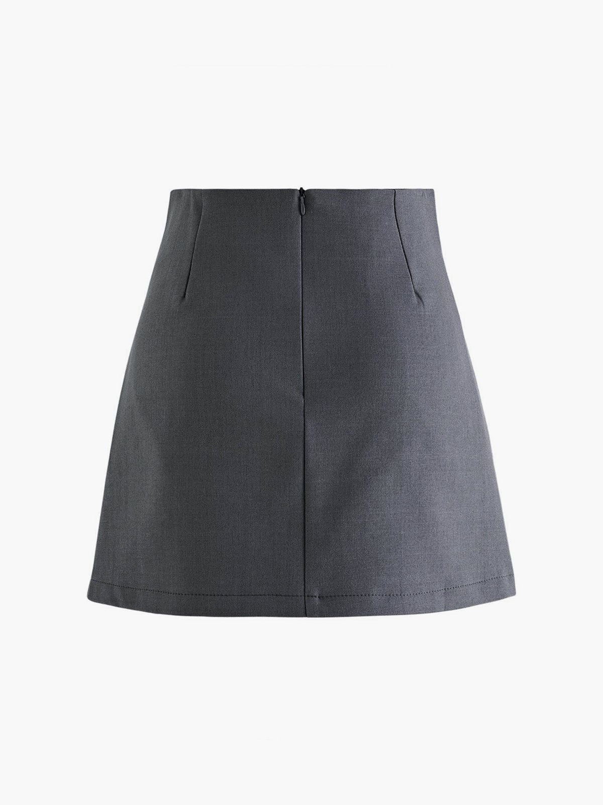 Hoge Taille Rok Plissé Look met Knopen Wol Mix