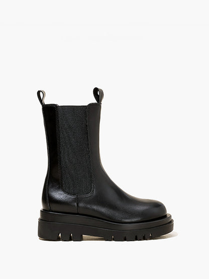 Stoere Chelsea Boots Leren Zwart Met Hak