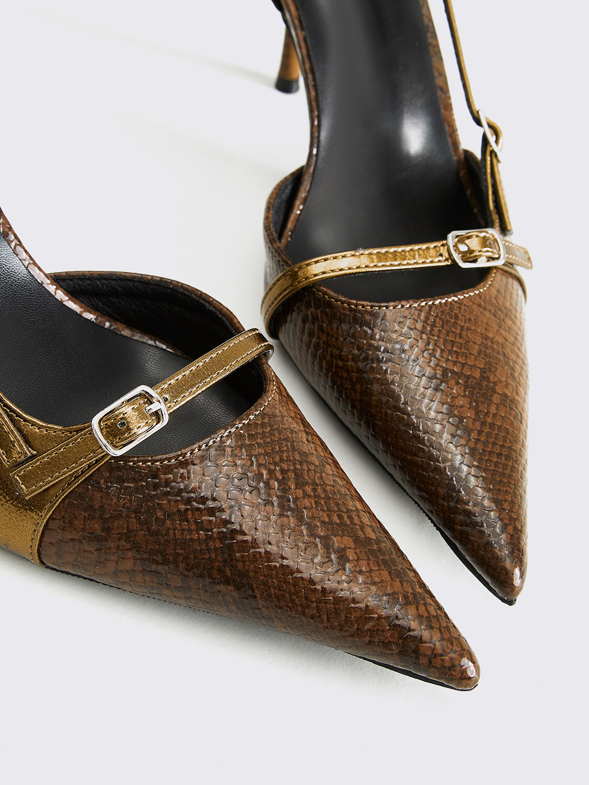 Slangenleer Hakken met Gesp Chique Design