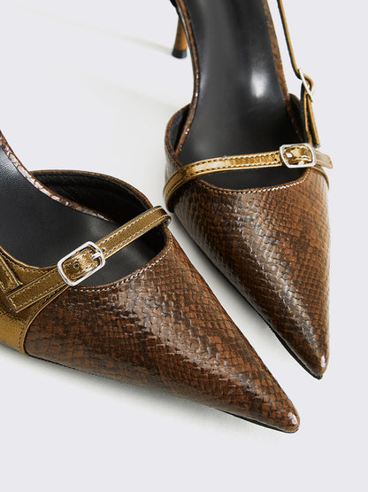 Slangenleer Hakken met Gesp Chique Design