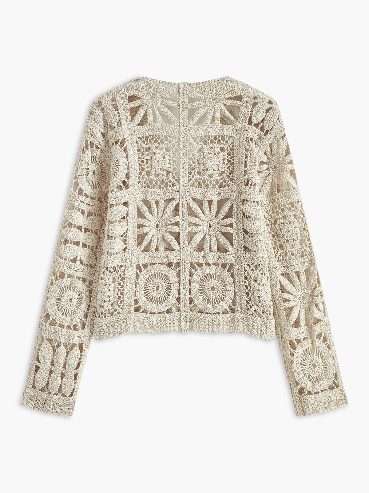Gehaakt Vest voor Dames met Knopen en Vierkant Patroon