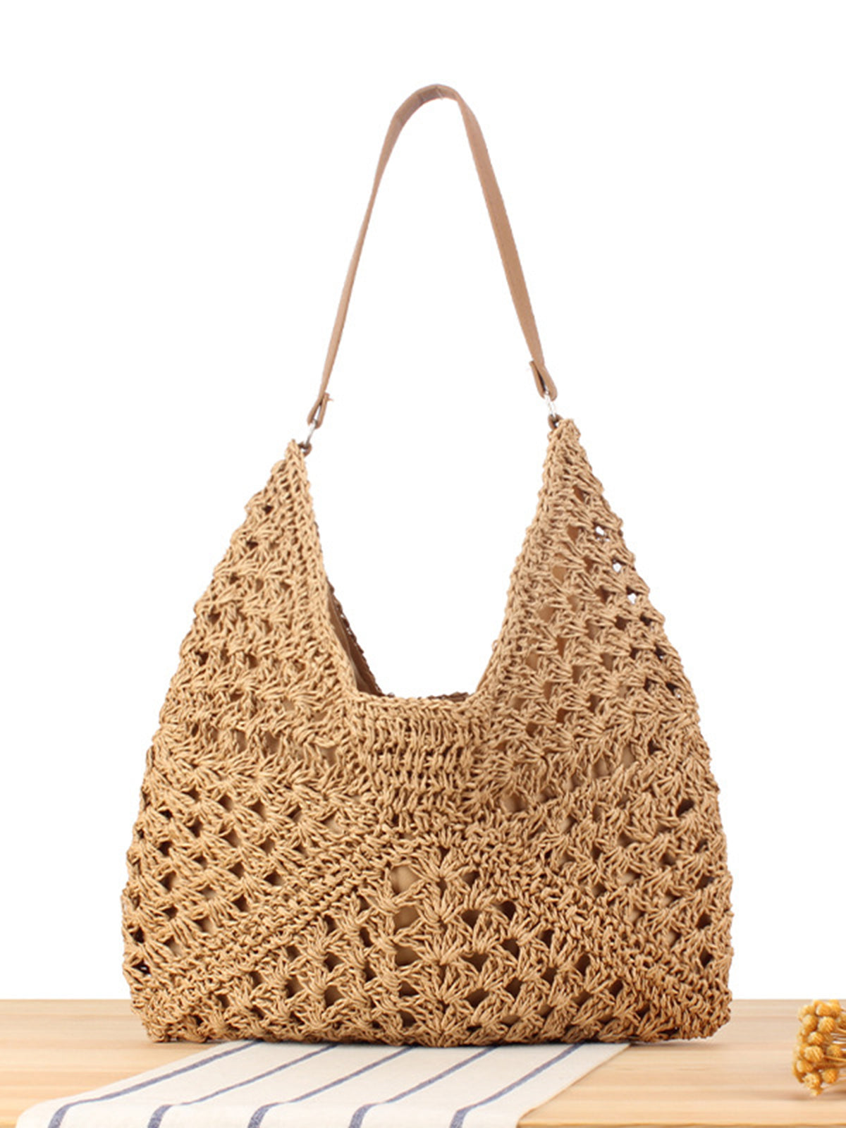 Boho Schoudertas Macramé Gehaakt Stro Vintage Look
