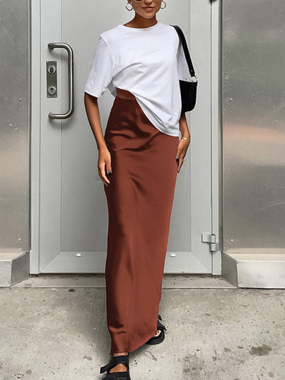 Satijnen Maxi Rok Dames Elegant Lang