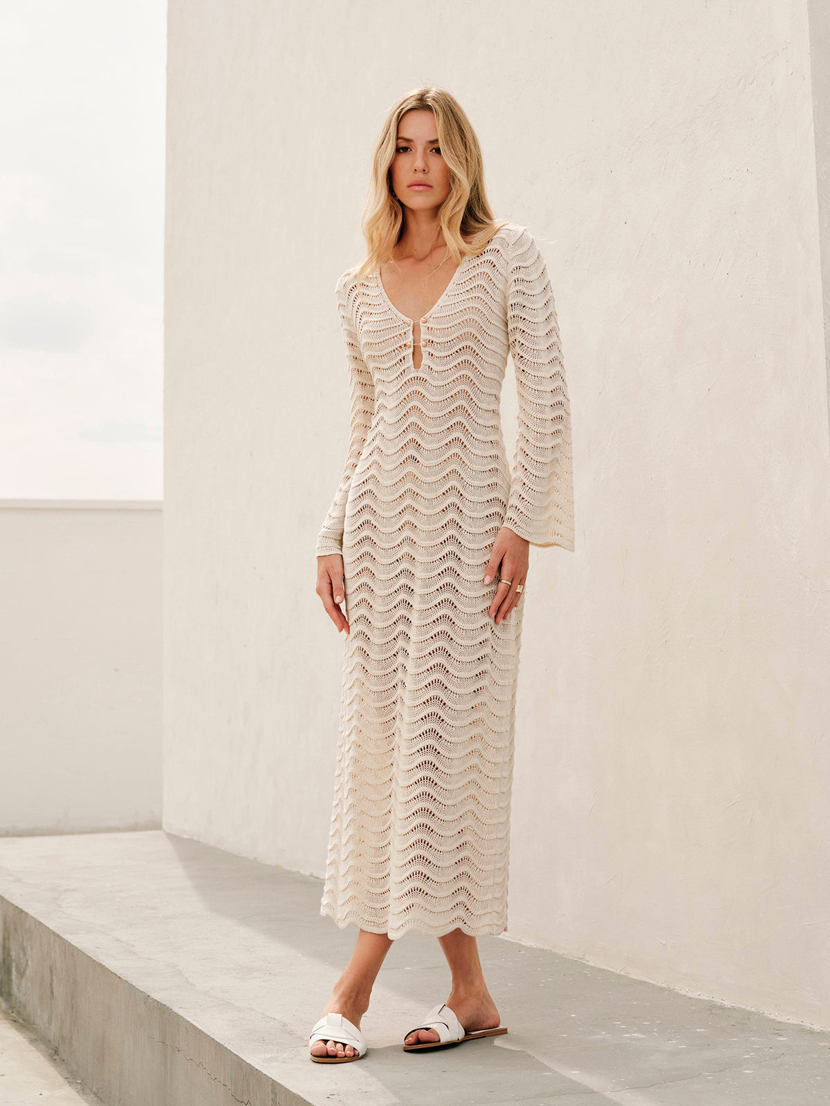 Strandjurk - Witte Maxi Cover Up Jurk voor Vrouw