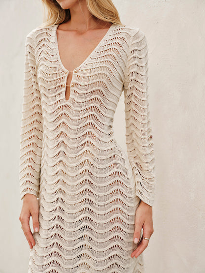 Strandjurk - Witte Maxi Cover Up Jurk voor Vrouw