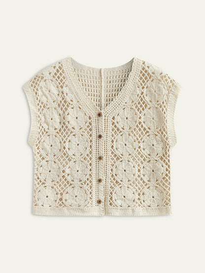 Vrouwen Top van Katoen met Jacquard Patroon