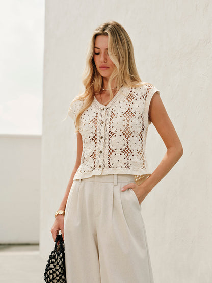 Vrouwen Top van Katoen met Jacquard Patroon - StudioMarella