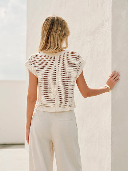 Vrouwen Top van Katoen met Jacquard Patroon