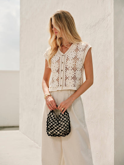 Vrouwen Top van Katoen met Jacquard Patroon
