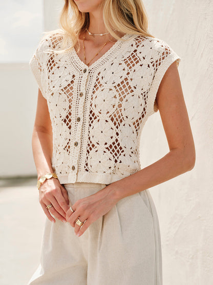 Vrouwen Top van Katoen met Jacquard Patroon