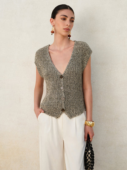 Damesvest Gebreid Mouwloos met Knoopsluiting Stijlvol