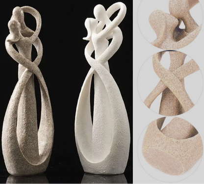 Abstract Liefdesbeeld van Zandsteen – Decoratief Sculptuur voor Interieur