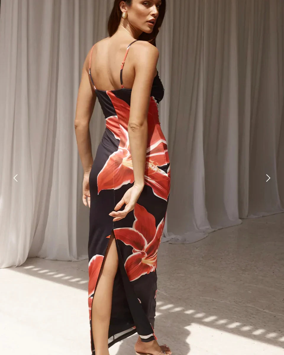 Midi Jurk Bloemenprint Elegant en Comfortabel