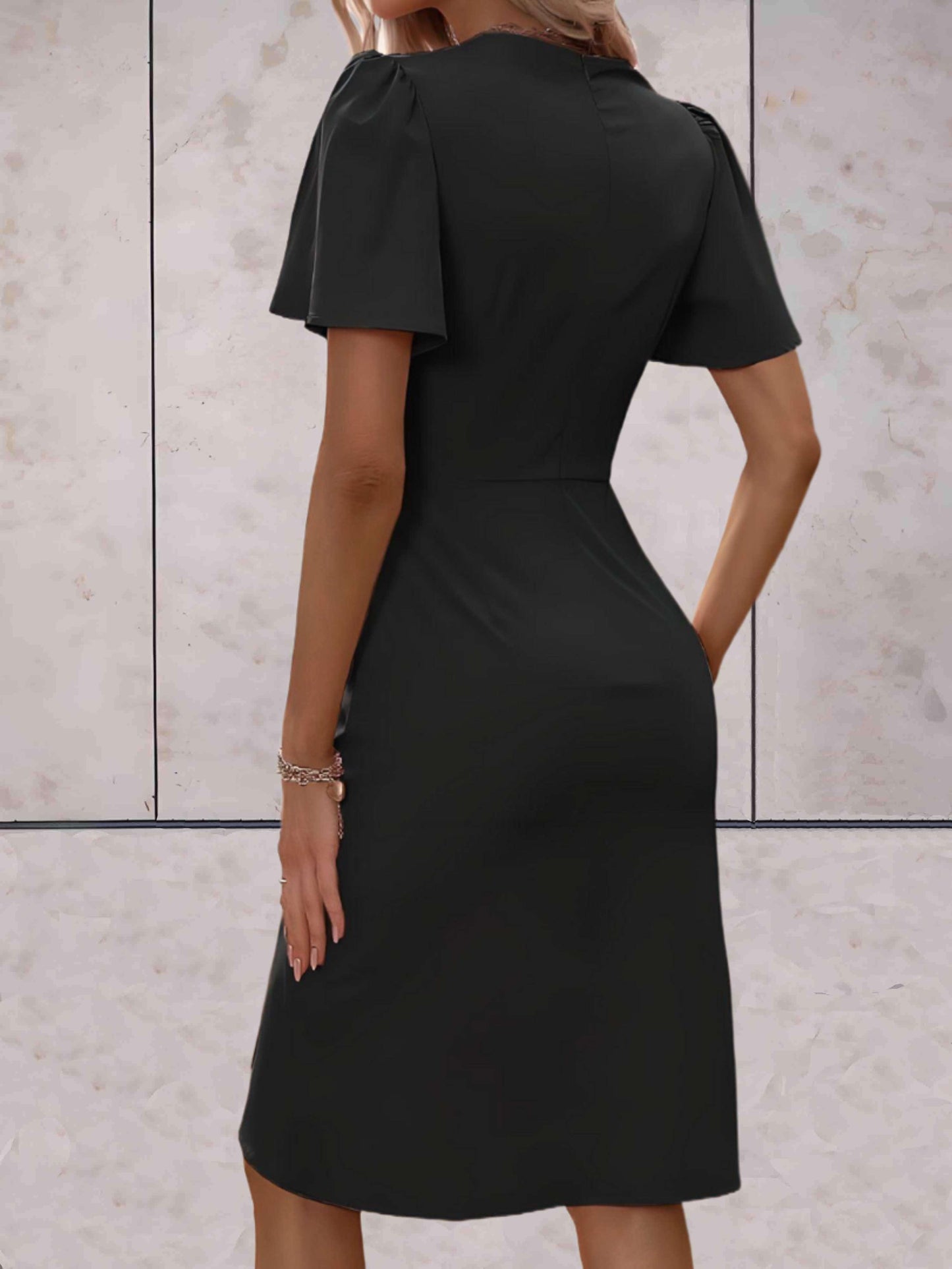 Jurk Met Zwierige Mouwen Elegante Wikkeljurk Cocktailjurk