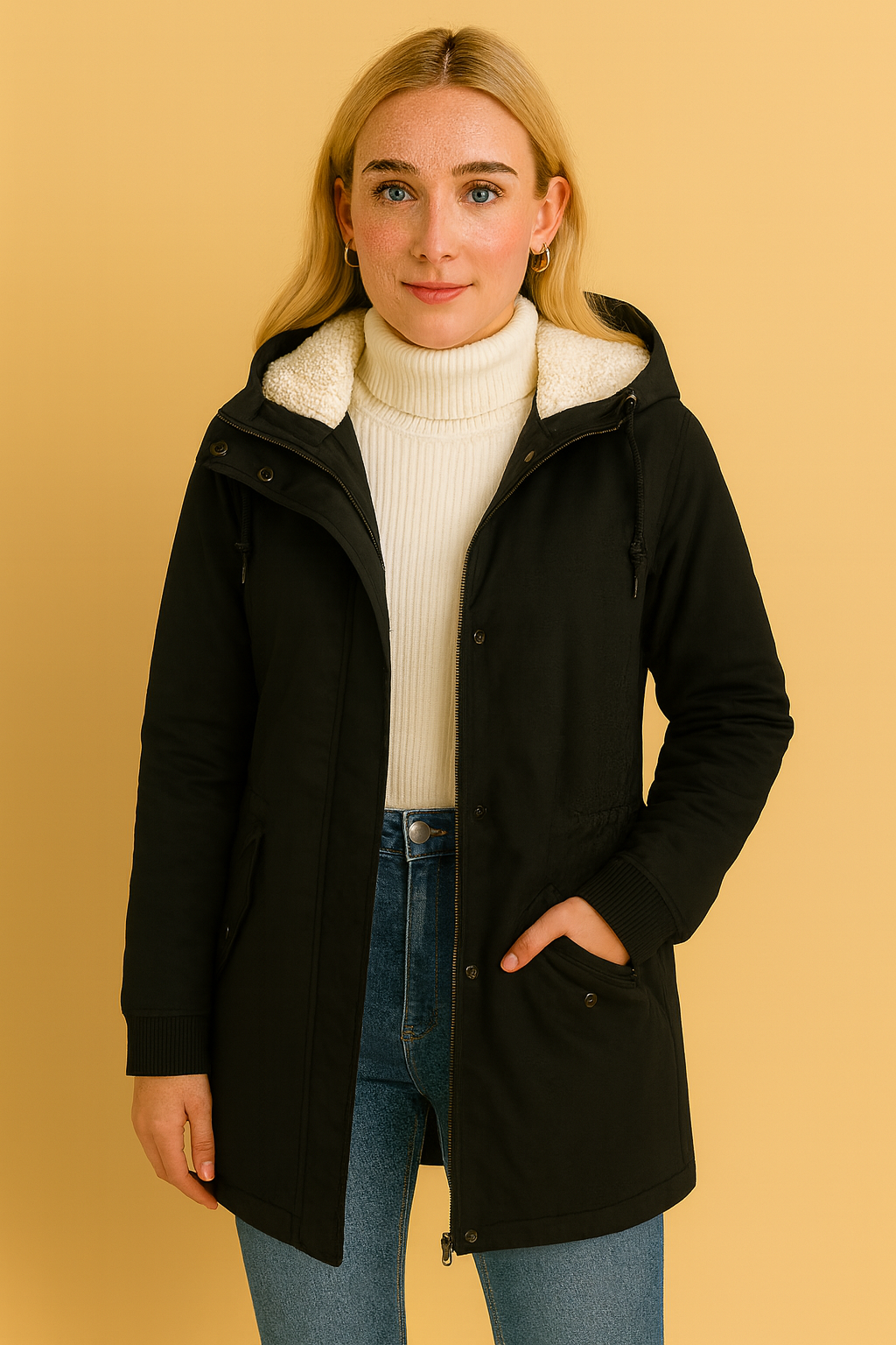 Dames Winterjas Waterdicht met Capuchon en Faux Fur Lining