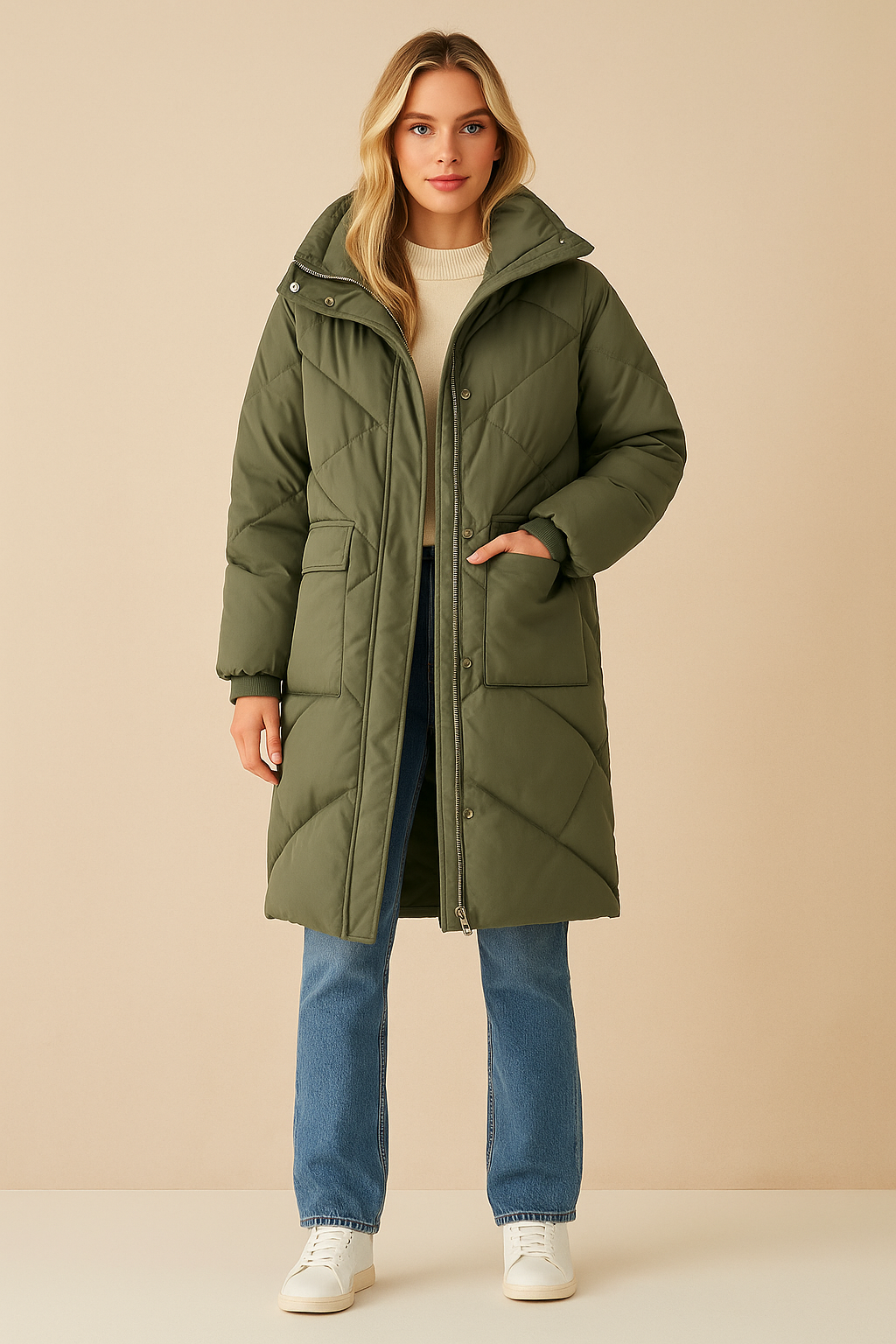 Dames Winterjas Warm en Gewatteerd Middellange Lengte - StudioMarella