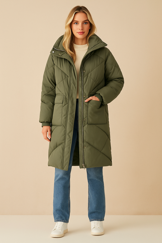 Dames Winterjas Warm en Gewatteerd Middellange Lengte - StudioMarella