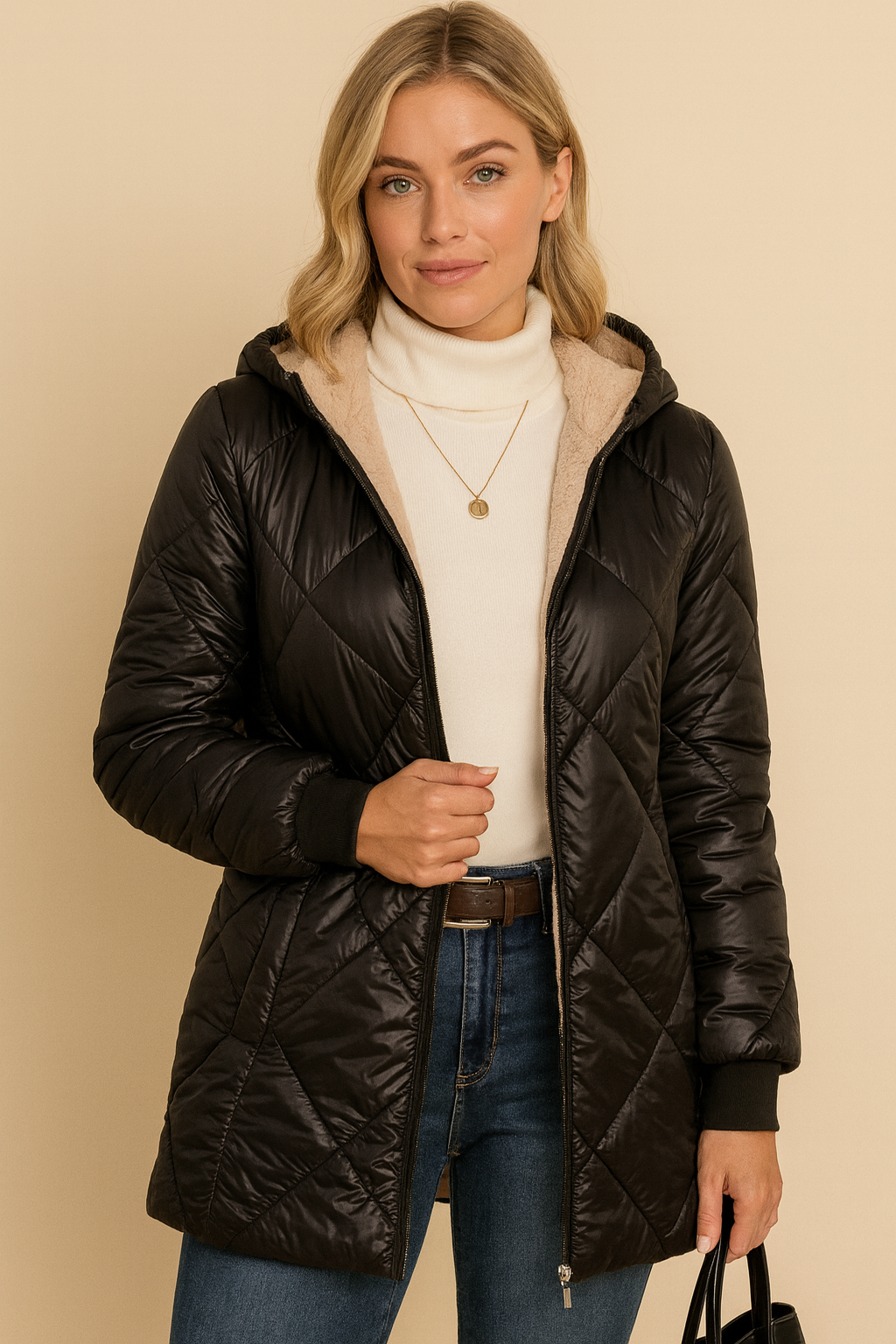Dames Gewatteerde Jas Warm Quilted met Capuchon - StudioMarella