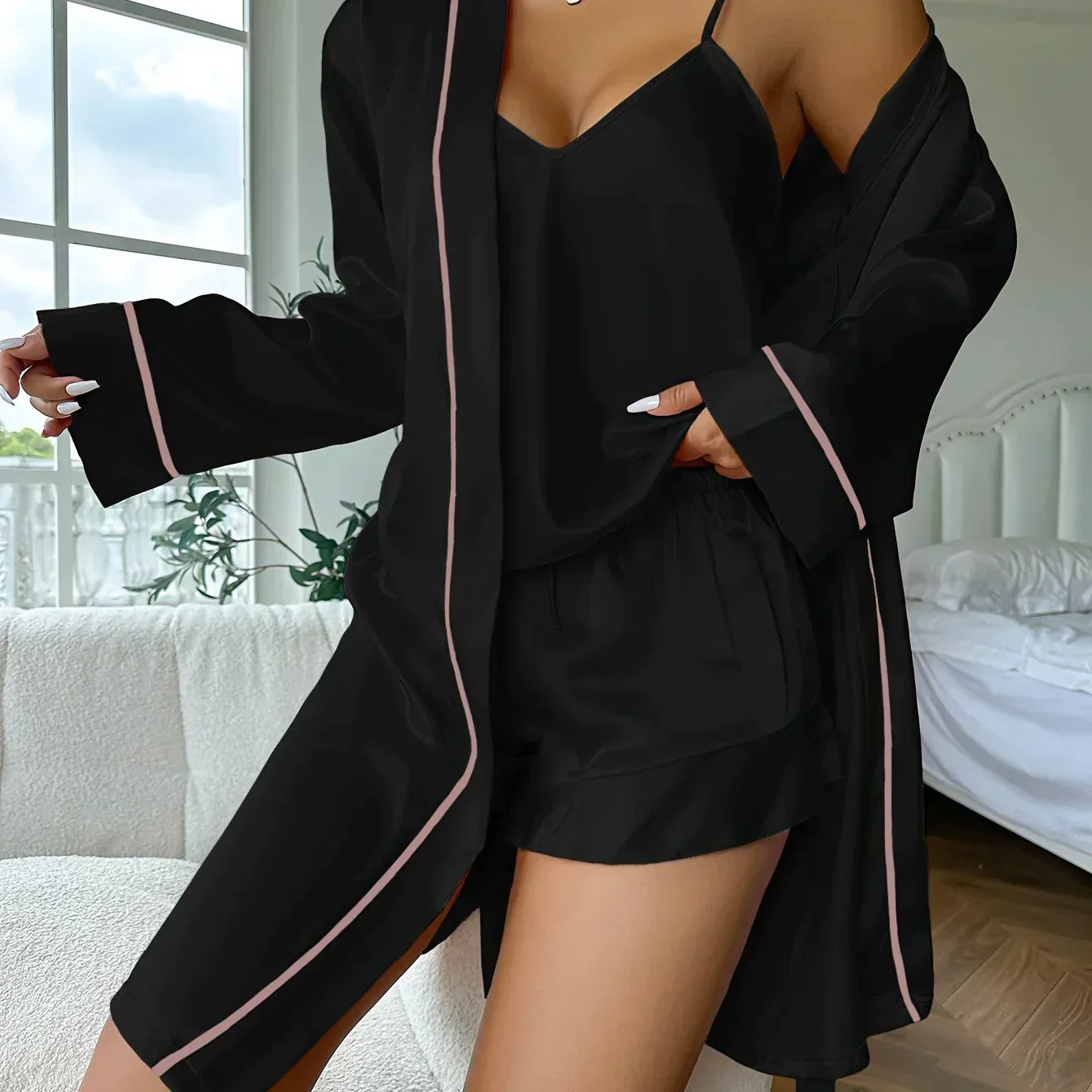 Satijnen Pyjama Set Luxe Comfortabele Slaapmode