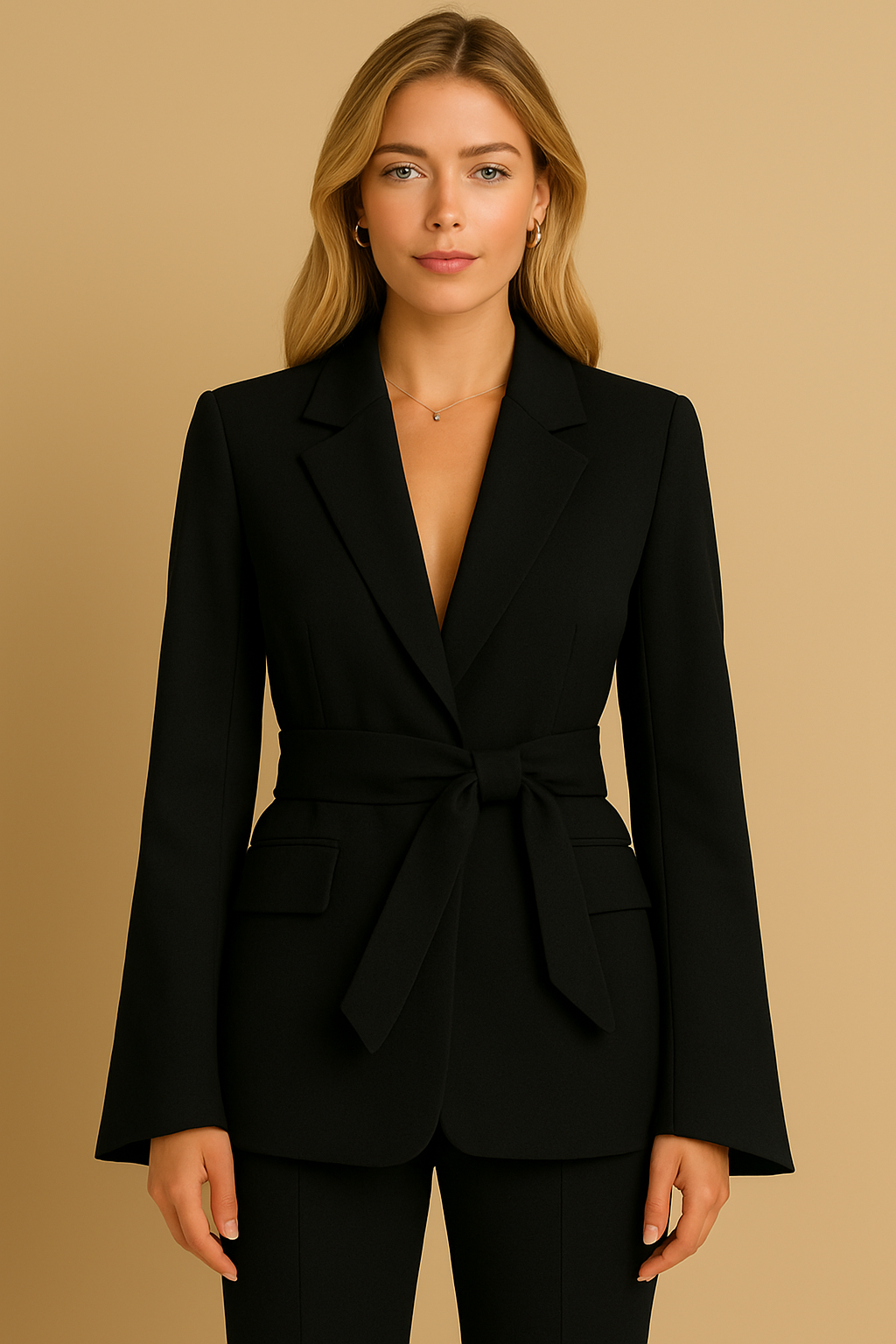 Dames Blazer Lange Mouwen Elegante Ceintuur Stijl