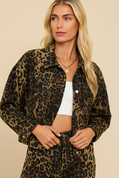 Dames Jas Leopard Print Streetwear Modieus - StudioMarella