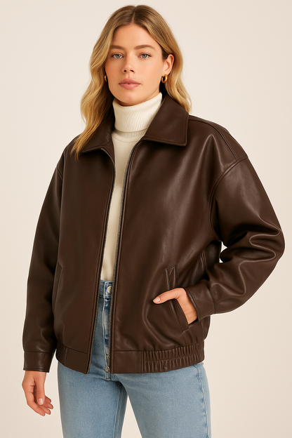 Dames Bomberjack Zwart Oversized Comfortabele Jas