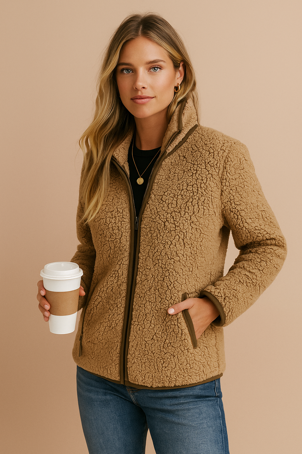 Dames Fleece Jas Warm en Waterdicht met Rits - StudioMarella