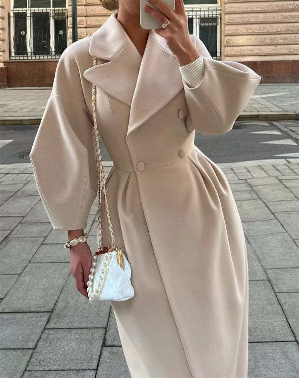 Wollen Jas Vintage Stijl met Lantaarnmouwen