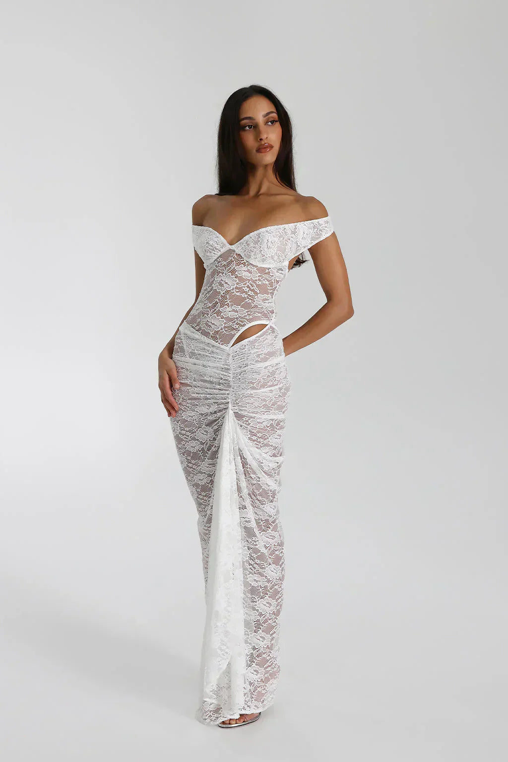 Midi Jurk van Kant - Elegante Luxe Jurk voor Vrouw