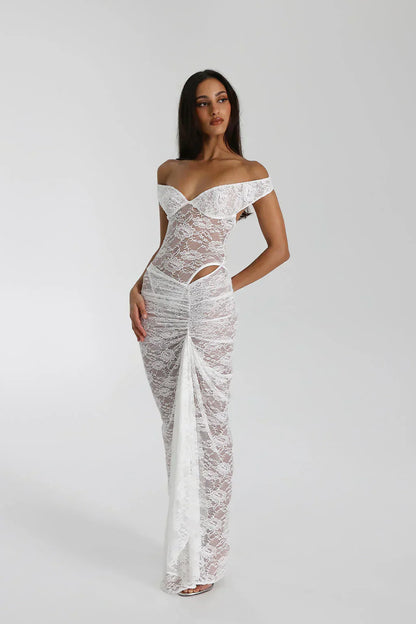 Midi Jurk van Kant - Elegante Luxe Jurk voor Vrouw