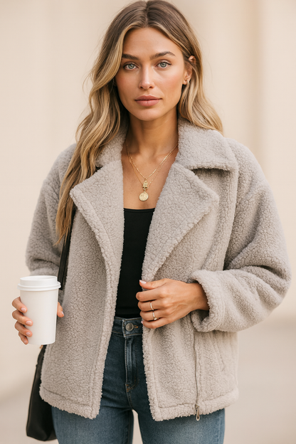 Dames Teddyjas Zwart Wollen Ritsjas Trendy - StudioMarella