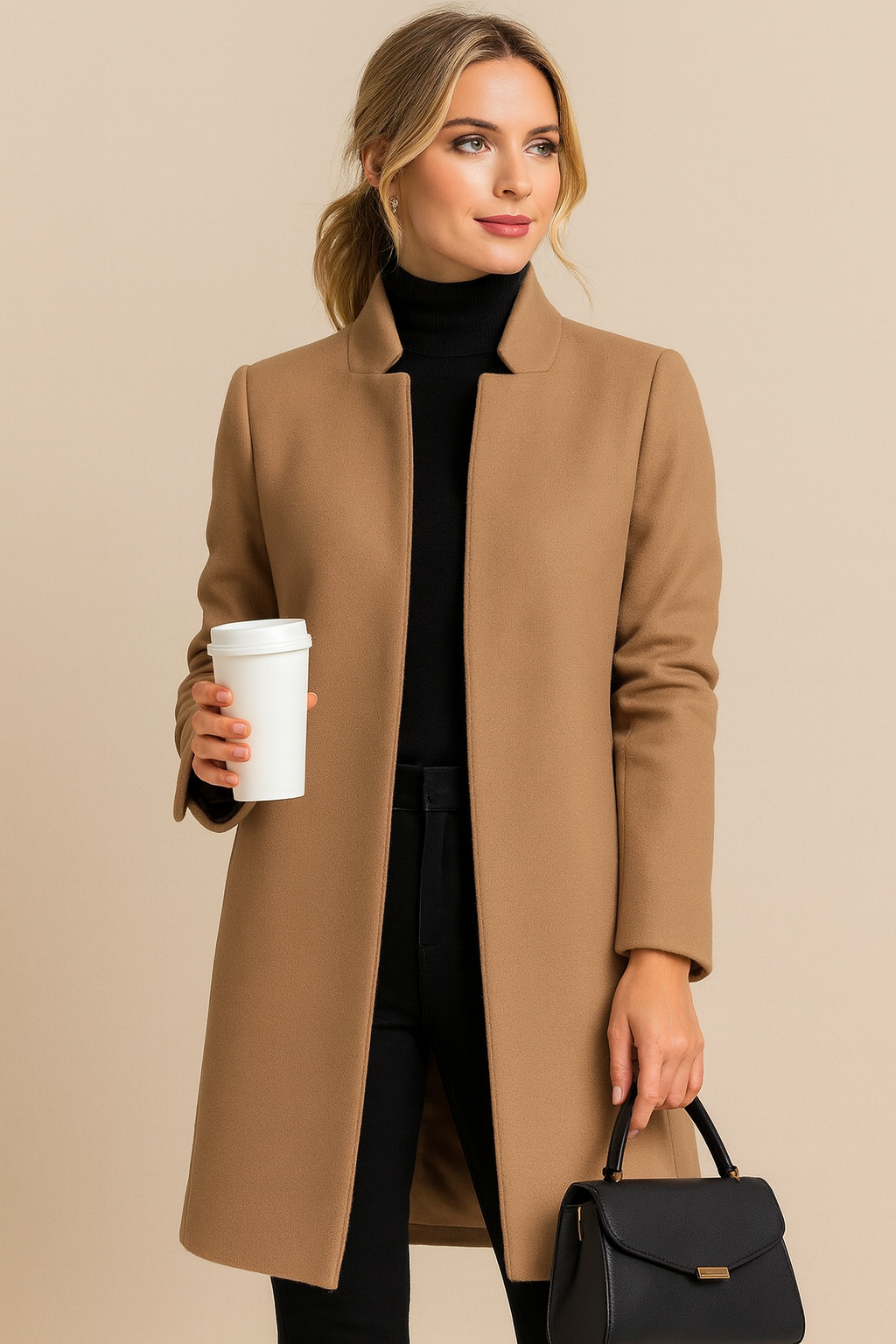 Dames Winterjas Lange Warme Coat Met Opstaande Kraag - StudioMarella