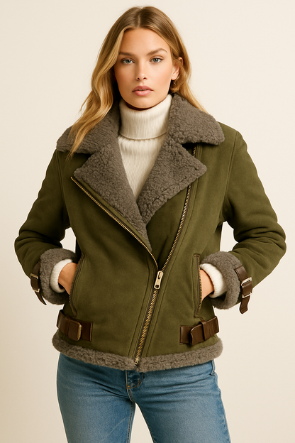 Dames Aviator Jas Bontgevoerd Warm Shearling - StudioMarella