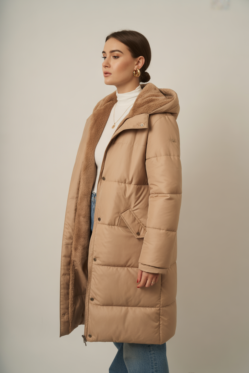 Dames Parka Jas Gewatteerd Waterdicht met Capuchon en Viltbont