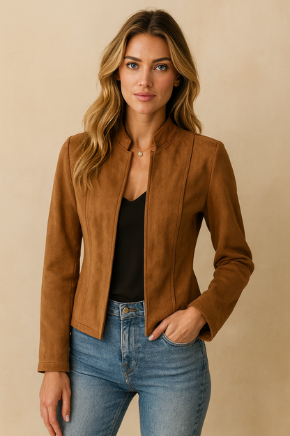 Dames Suède Jas Elegant Tijdloos Perfecte Pasvorm - StudioMarella