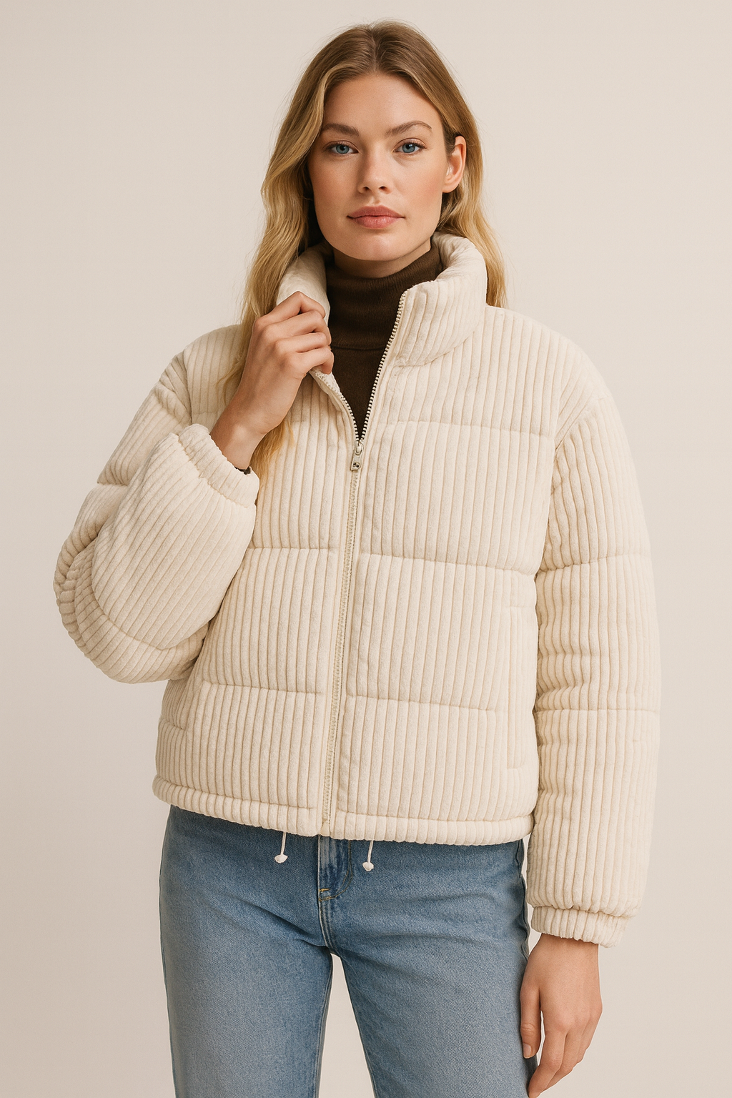 Dames Pufferjas Warm en Stijlvol Corduroy - StudioMarella